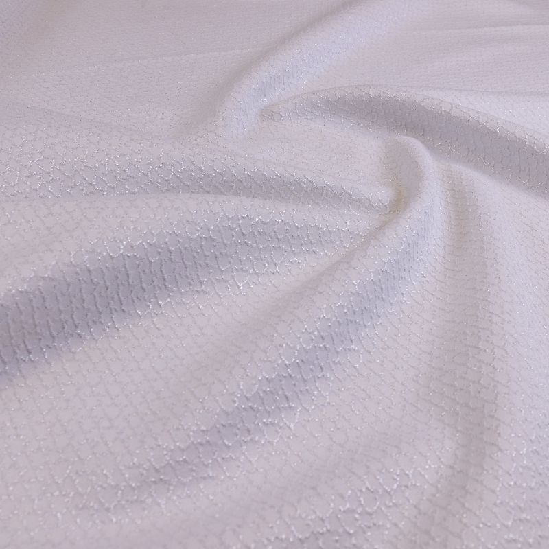 Ткань плательная стрейч шир.135см, жаккард белый с люрексом