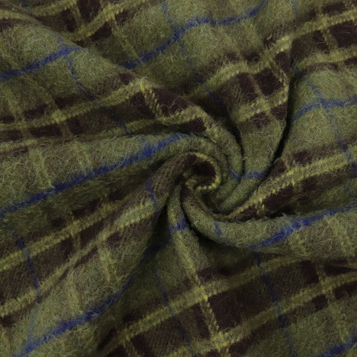 Ткань пальтовая CASENTINO шир.150см, цв.зеленый с квадратами