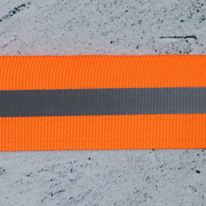 Лента светоотражающая ширина 3см, цв.серый на оранжевом репсе