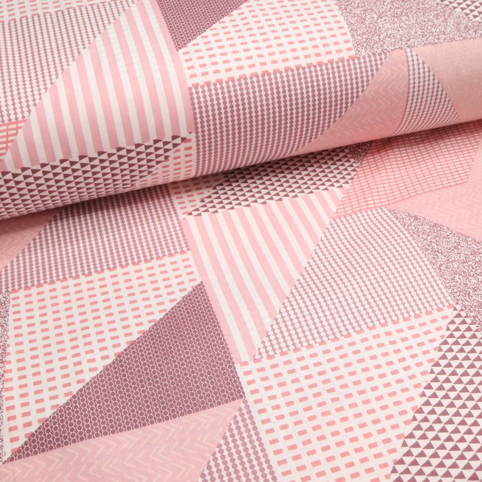 Поплин шир.240см, геометрический рисунок в бордово-розовых тонах