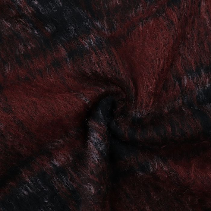 Ткань пальтово-костюмная шир.140см, красно-черные квадраты с ворсом