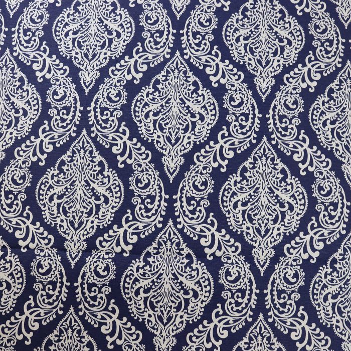 Ткань декоративная Duck с тефлоновой пропиткой шир.180см белый вензель на синем (670=00)