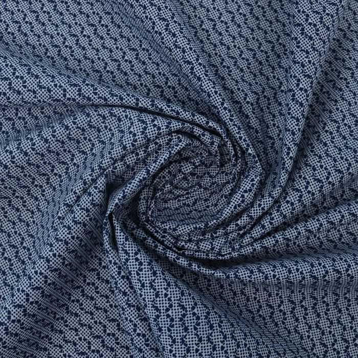 Ткань сорочечная шир.145см, сине-белая геометрия