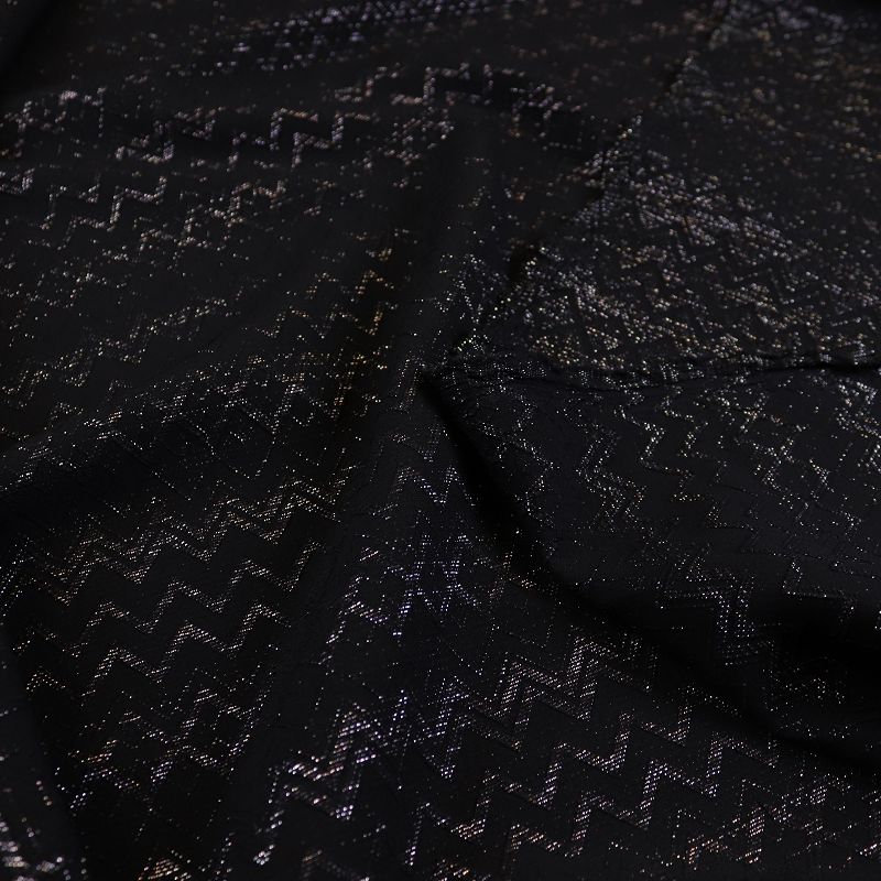 Ткань плательная стрейч шир.135см, жаккард черный зиг-заг с люрексом